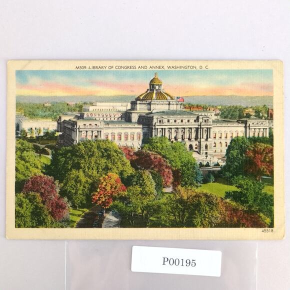 Vintage Washington DC Linen Postcard Library of Congress & Annex Building 1940 - Picture 1 of 2